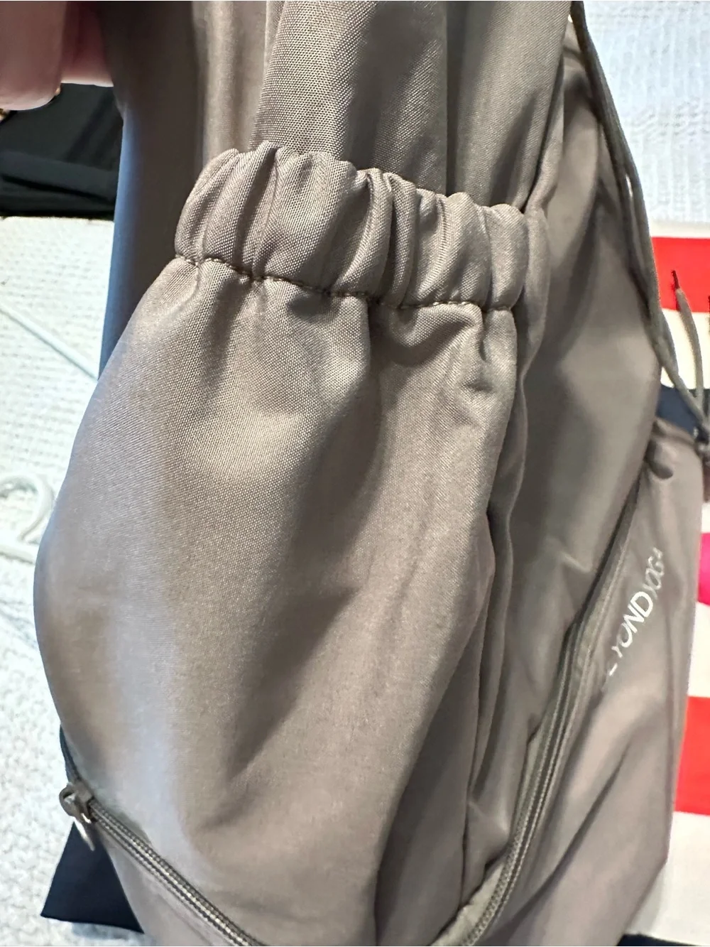 Beyond Yoga Taupe (Birch) Drawstring Yoga Adjustable/Convertible Backpack